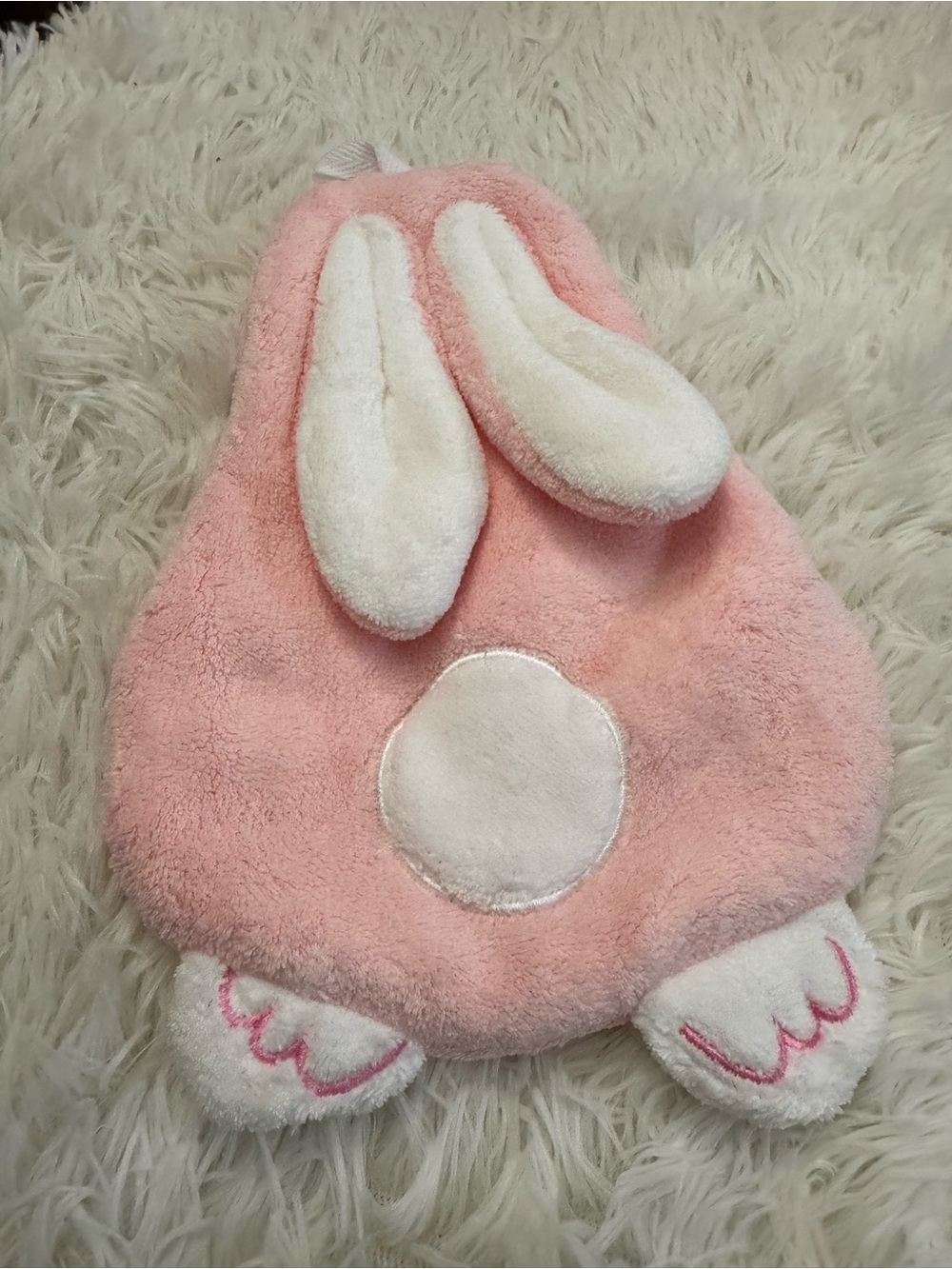 Cotton tail bunny pink plush hand towel bathroom kitchen hanging